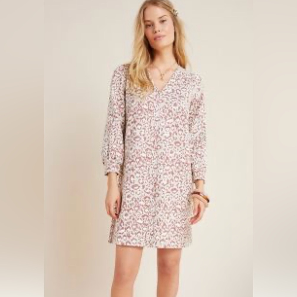 Anthropologie Dolan Left Coast Collection Stephany Leopard Printed Tunic Dress